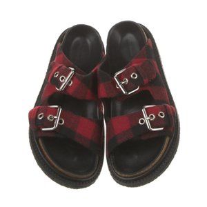 Isabel Marant Womens Lenny Buckle Wool Plaid Slide, Size 39